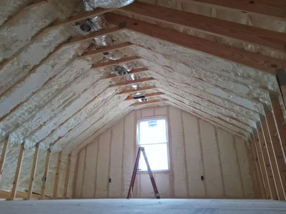 Spray foam roofing application for Crawl Space Insulation project in Wilna